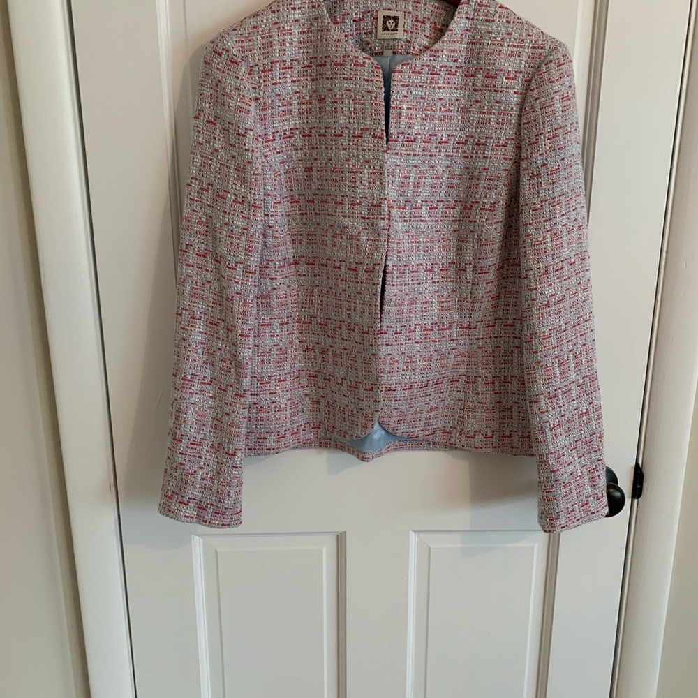 Anne Klein | tweed collarless blazer career jacket size 12/Xl